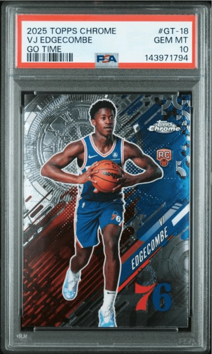 Graded 2025 Topps Chrome VJ Edgecombe #GT18 Go Time Rookie Card PSA 10