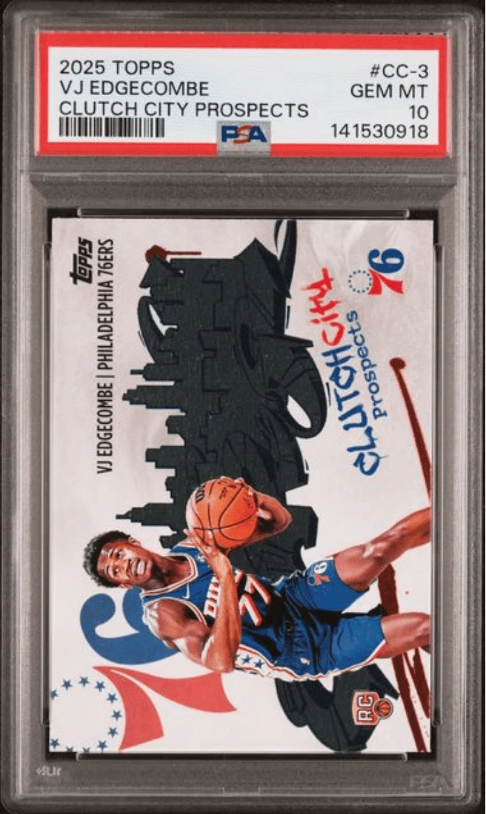 Graded 2025 Topps VJ Edgecombe CC3 Clutch City Prospects Rookie Card PSA 10
