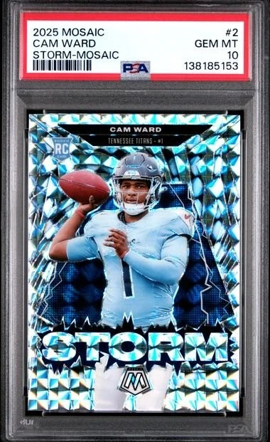 Graded 2025 Panini Mosaic Cam Ward #2 Storm Mosaic Rookie Card PSA 10 Mint