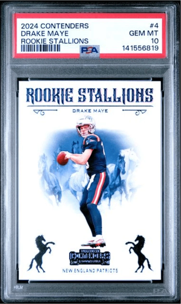 Graded 2024 Panini Contenders Drake Maye #4 RC Stallions RC Card PSA 10