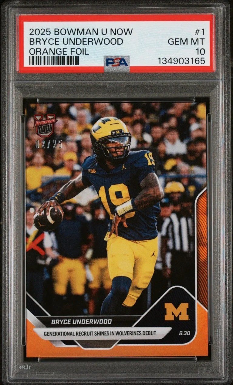 Graded 2025 Bowman U Now Bryce Underwood #1 Orange /25 RC Card PSA 10