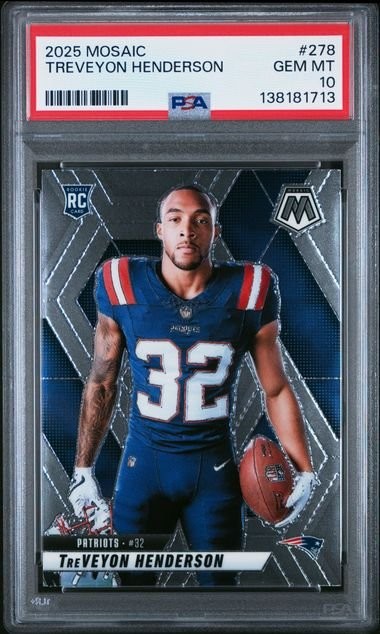 Graded 2025 Mosaic TreVeyon Henderson #278 Rookie RC Football Card PSA 10
