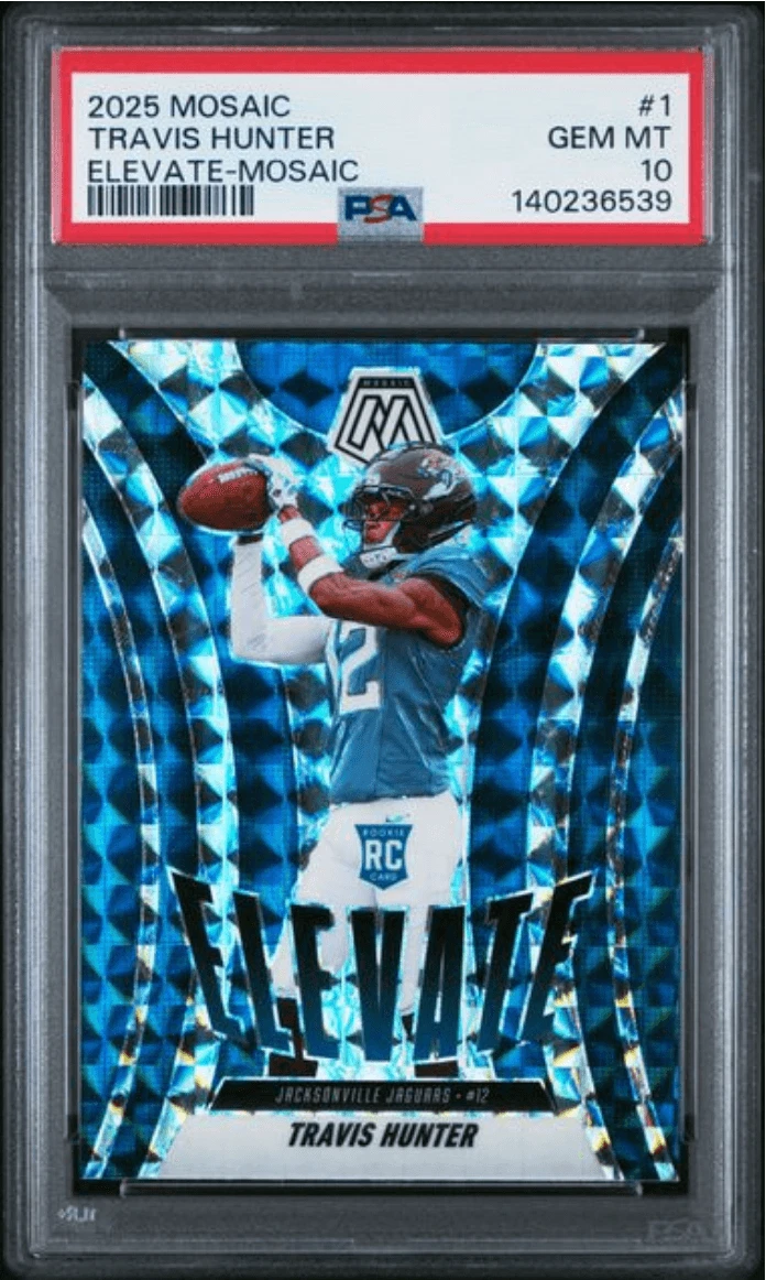 Graded 2025 Mosaic Travis Hunter #1 Elevate Mosaic Rookie Card PSA 10