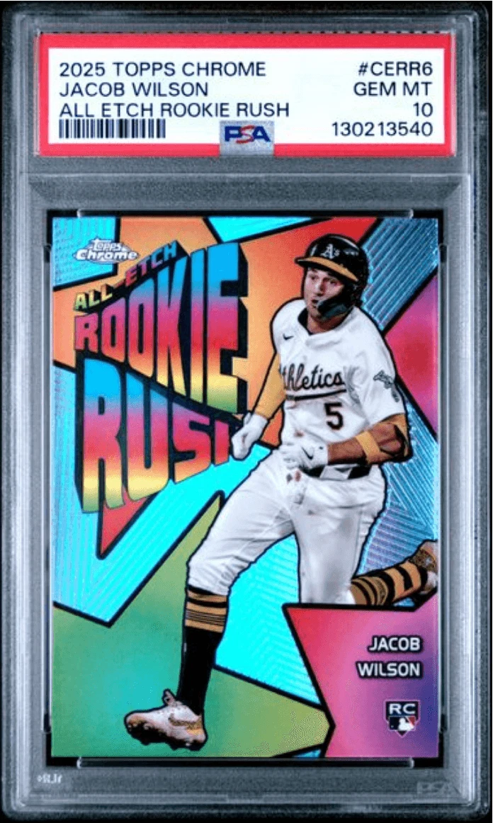 Graded 2025 Topps Chrome Jacob Wilson #CERR6 All Etch RC Rush Card PSA 10