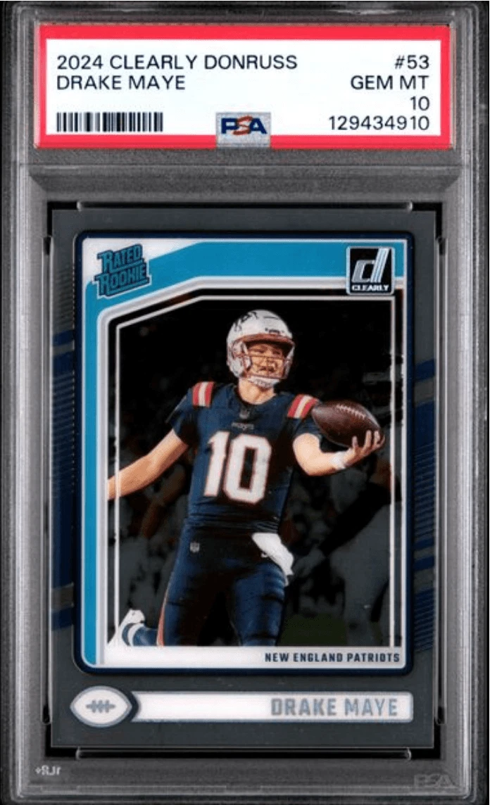 Graded 2024 Panini Clearly Donruss Drake Maye #53 Rookie Card PSA 10