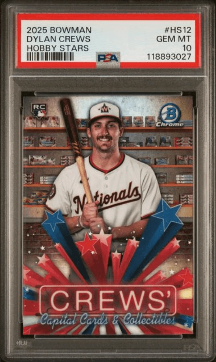 Graded 2025 Topps Bowman Dylan Crews #HS12 Hobby Stars RC Card PSA 10 Gem