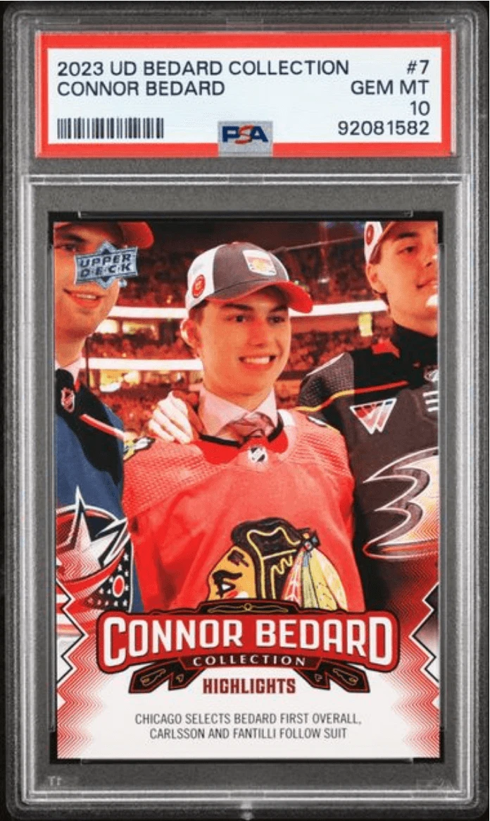 Graded 2023 Upper Deck Bedard Collection Connor Bedard 7 Rookie Card PSA 10