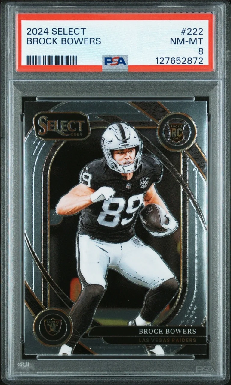 Graded 2024 Panini Select Brock Bowers #222 Rookie RC Card PSA 8 Near Mint