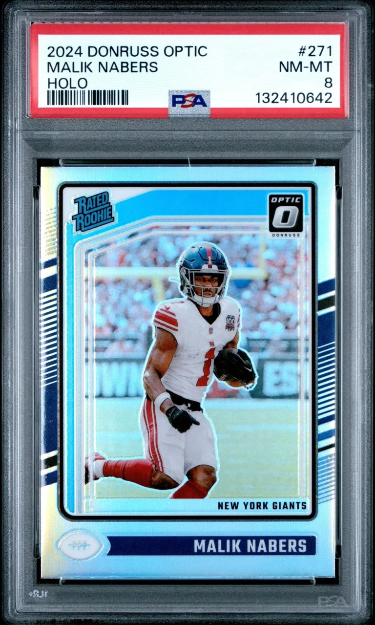 Graded 2024 Panini Donruss Optic Malik Nabers 271 Holo Rookie Card PSA 8 NM