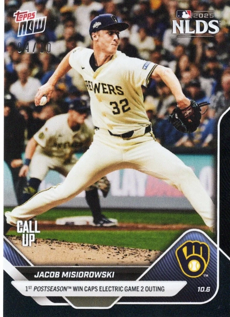 2025 Topps Now Jacob Misiorowski #833 Black Foil /10 Rookie RC Card