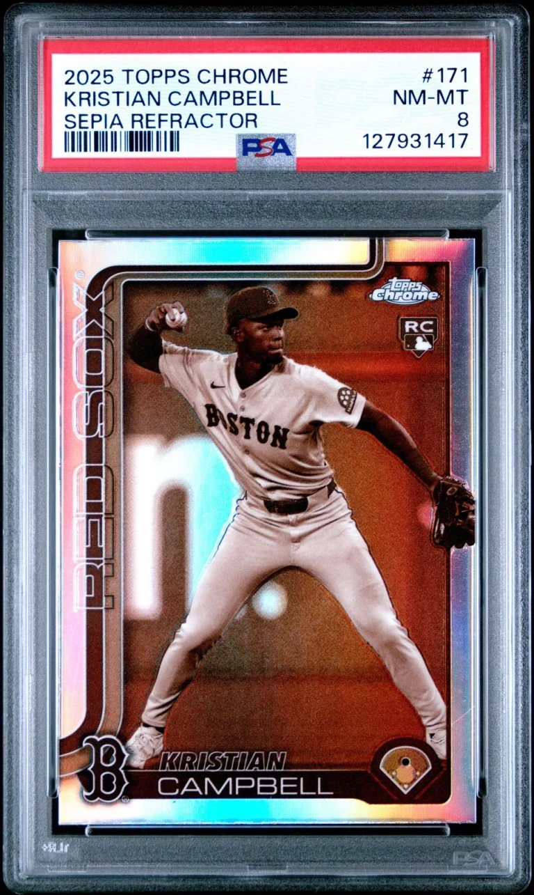 Graded 2025 Topps Chrome Kristian Campbell 171 Sepia REF RC Card PSA 8