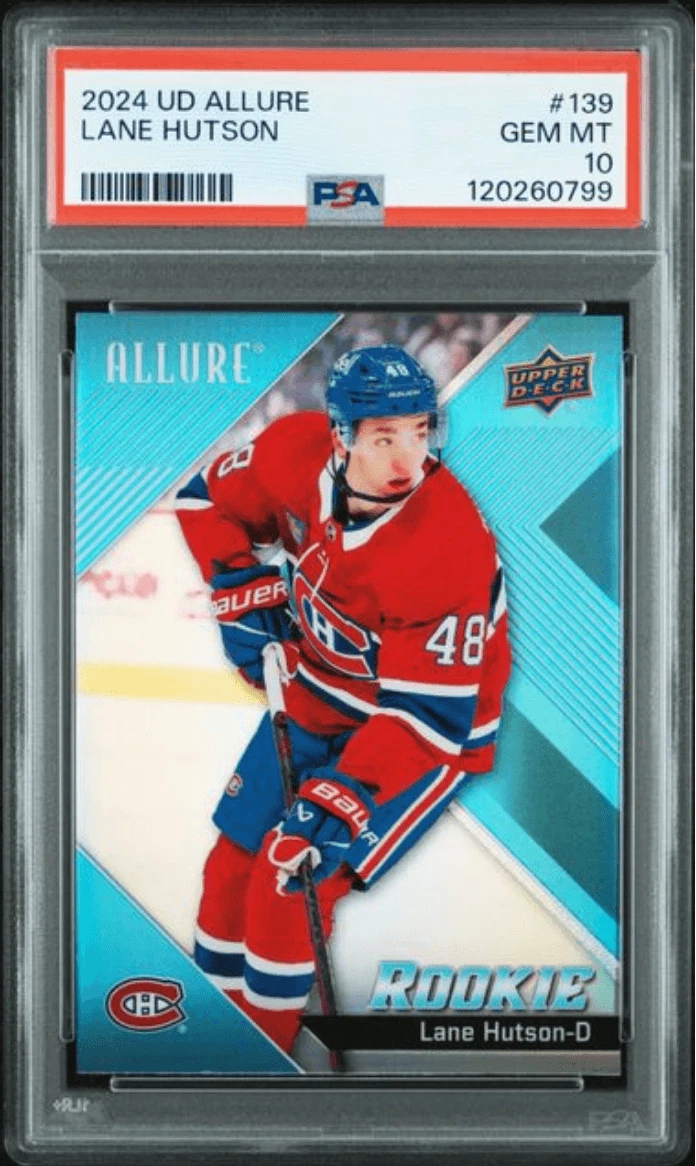 Graded 2024 Upper Deck Allure Lane Hutson #139 Rookie RC Card PSA 10 Mint