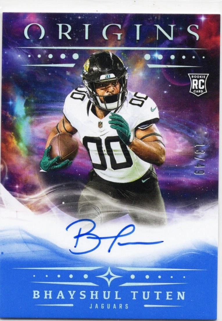 2025 Panini Origins Bhayshul Tuten #RABTU Blue Auto /49 Rookie RC Card