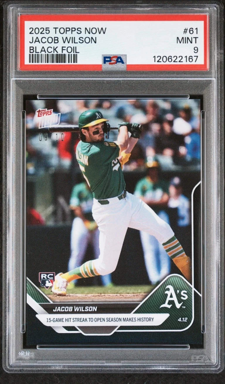 Graded 2025 Topps Now Jacob Wilson #61 Black Foil /10 Rookie Card PSA 9
