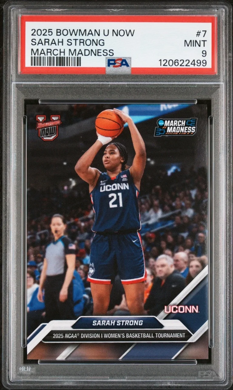 Graded 2025 Bowman U Now Sarah Strong #7 March Madness RC Card PSA 9