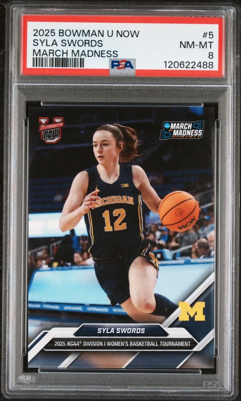 Graded 2025 Bowman U Now Syla Swords #5 March Madness RC Card PSA 8