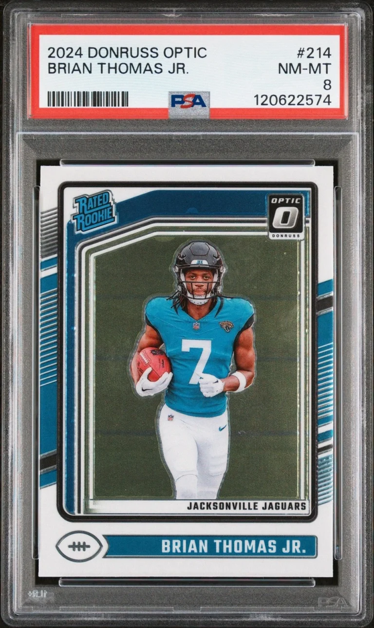 Graded 2024 Donruss Optic Brian Thomas Jr. #214 Rookie Football Card PSA 8