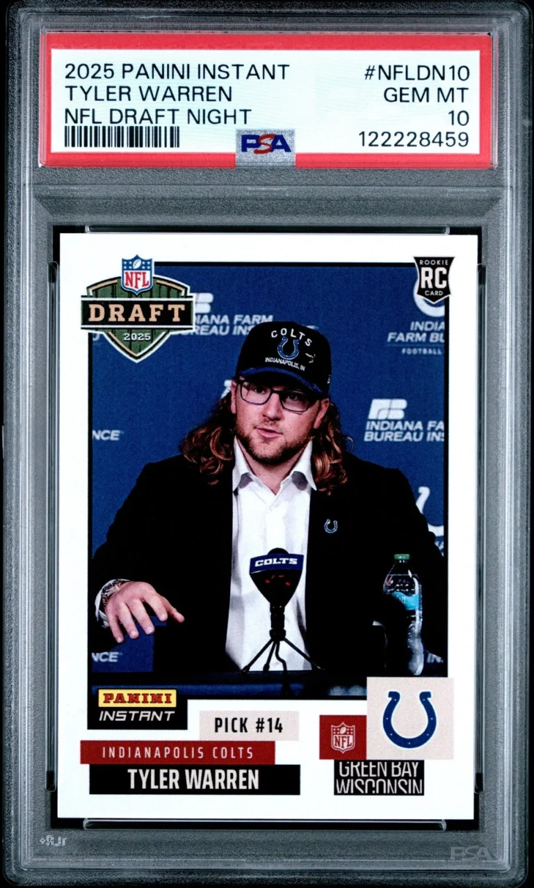 Graded 2025 Panini Tyler Warren #NFLDN10 NFL Draft Night RC Card PSA 10
