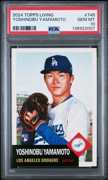 Graded 2024 Topps Living Yoshinobu Yamamoto #746 Rookie RC Card PSA 10