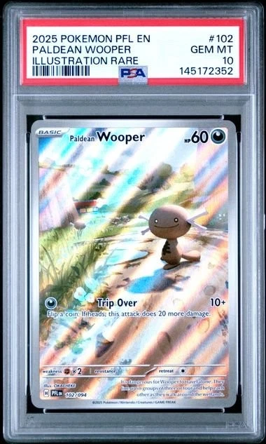 Graded 2025 Pokemon PFL Paldean Wooper #102 Illustration Rare Card PSA 10