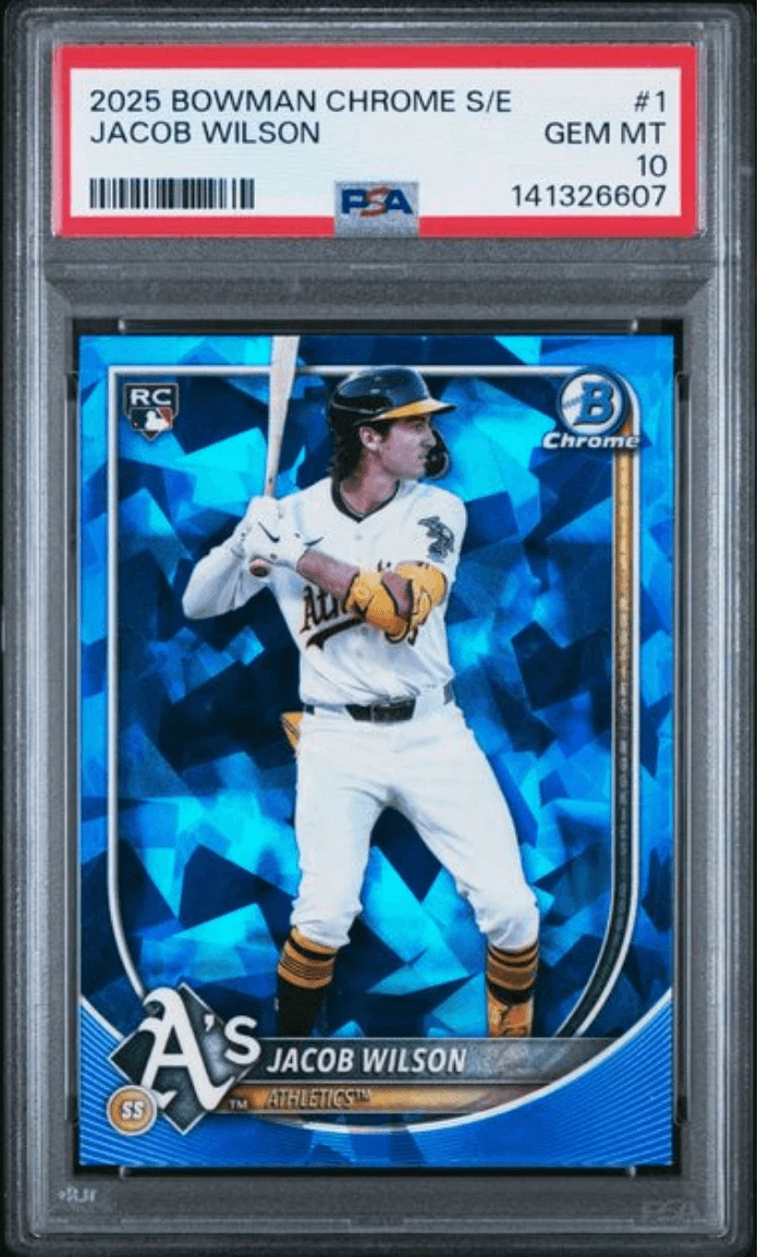 Graded 2025 Topps Bowman Chrome S/E Jacob Wilson #1 Rookie Card PSA 10