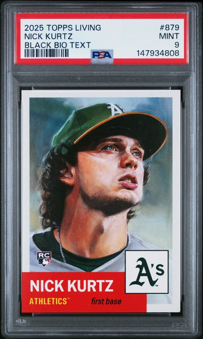 Graded 2025 Topps Living Nick Kurtz #879 Black Bio /10 RC Card PSA 9