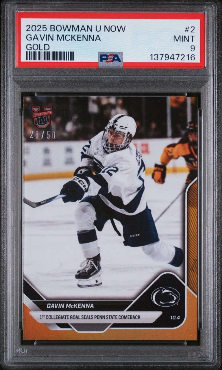 Graded 2025 Bowman U Now Gavin McKenna #2 Gold Foil /50 RC Card PSA 9