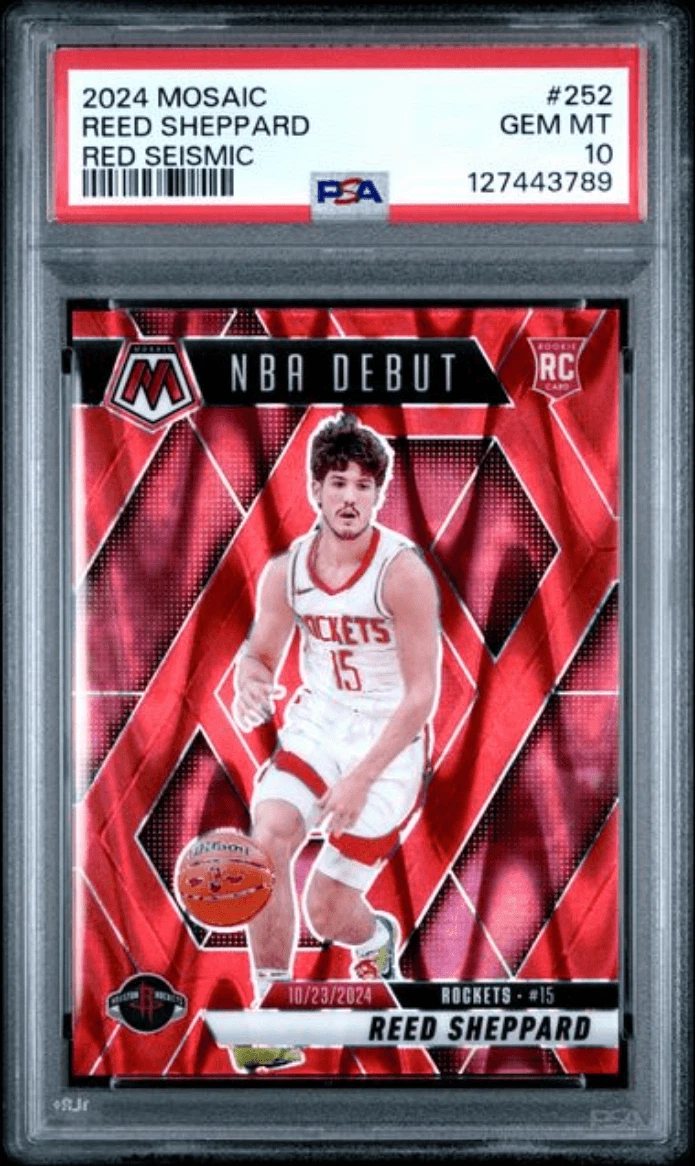 Graded 2024 Mosaic Reed Sheppard #252 Red Seismic /299 RC Card PSA 10