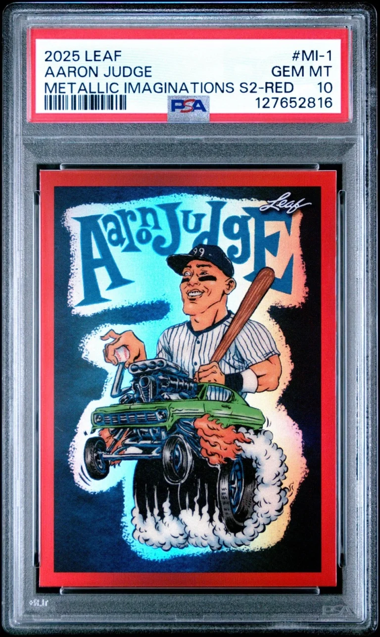 Graded 2025 Leaf Aaron Judge #MI1 Metallic Series 2 Red /199 Card PSA 10
