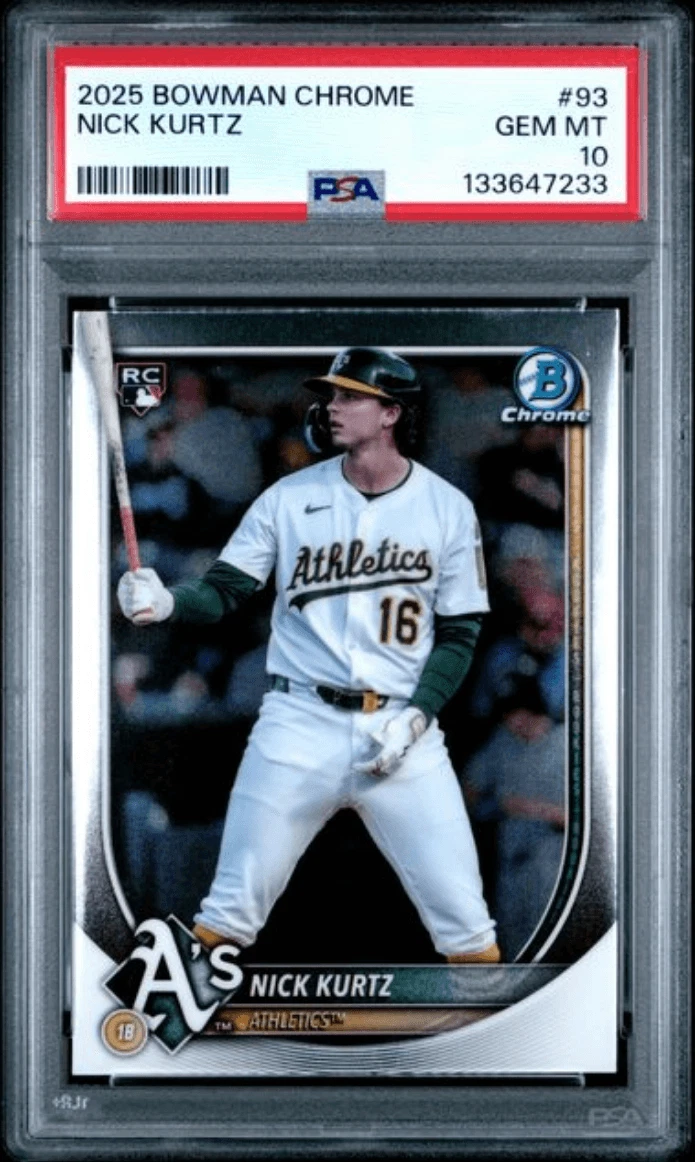 Graded 2025 Topps Bowman Chrome Nick Kurtz #93 Rookie RC Card PSA 10