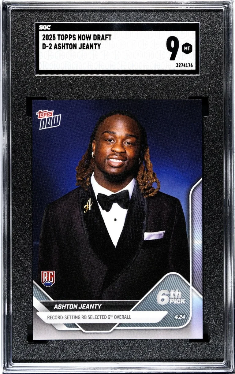 Graded 2025 Topps Now Ashton Jeanty #D2 Rookie RC Football Card SGC 9 Mint