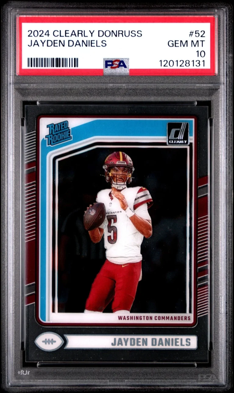 Graded 2024 Panini Clearly Donruss Jayden Daniels #52 RC Card PSA 10