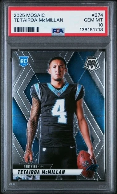 Graded 2025 Panini Mosaic Tetairoa McMillan #274 Variation RC PSA 10