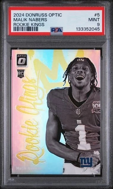 Graded 2024 Panini Donruss Optic Malik Nabers #5 RC Kings RC Card PSA 9