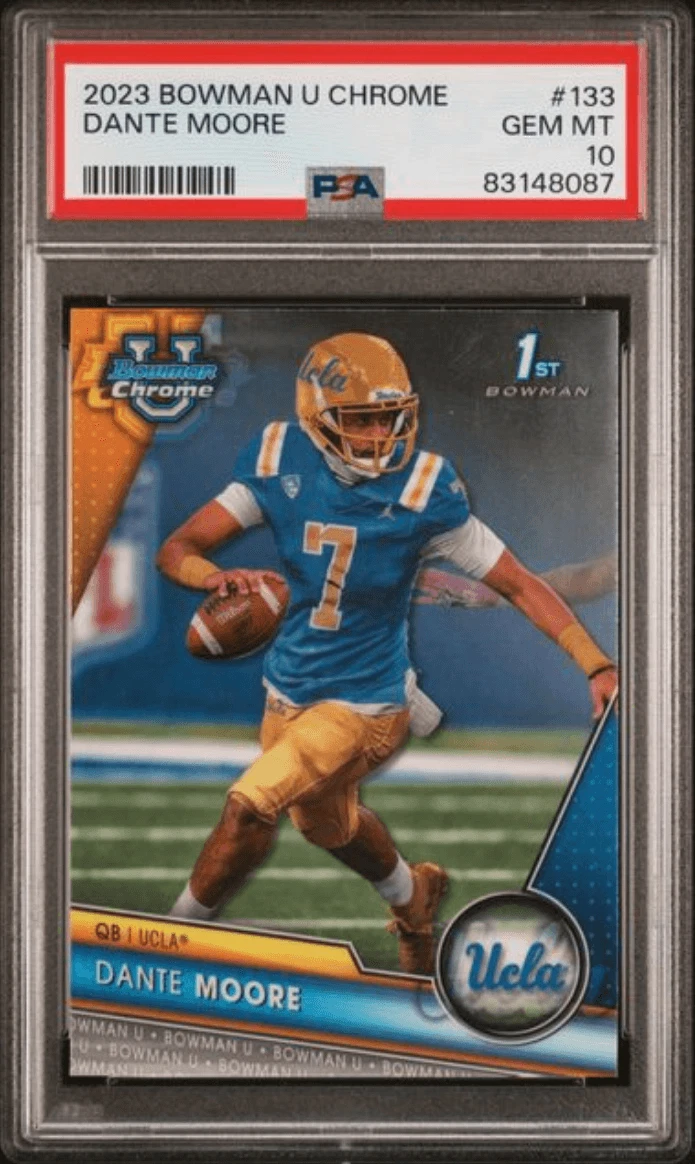 Graded 2023 Topps Bowman U Chrome Dante Moore #133 Rookie Card PSA 10 Mint