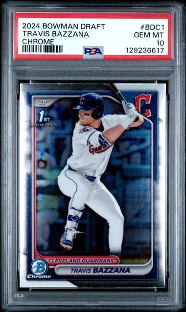 Graded 2024 Topps Bowman Draft Travis Bazzana #BDC1 Chrome RC Card PSA 10
