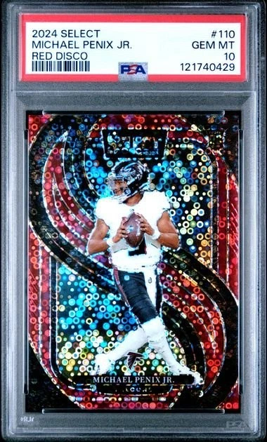Graded 2024 Select Michael Penix Jr #110 /49 Red Disco RC Card PSA 10