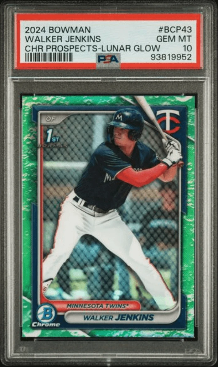 Graded 2024 Bowman Walker Jenkins #BCP43 Lunar Glow RC Baseball Card PSA 10