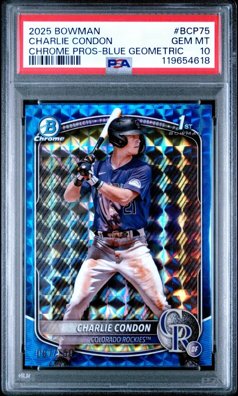 Graded 2025 Bowman Charlie Condon #BCP75 Blue Geo /150 RC Card PSA 10