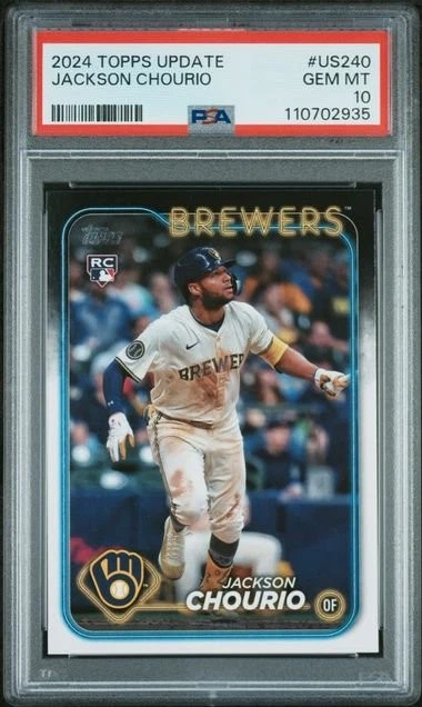 Graded 2024 Topps Update Jackson Chourio #US240 Rookie RC Card PSA 10