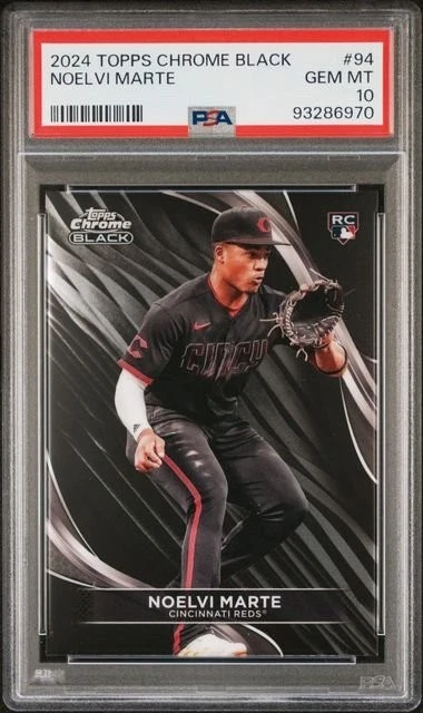 Graded 2024 Topps Chrome Black Noelvi Marte #94 Rookie RC Card PSA 10