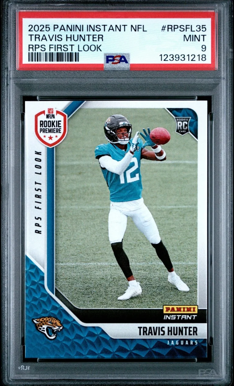 Graded 2025 Panini Travis Hunter #RPSFL35 RPS First Look RC Card PSA 9