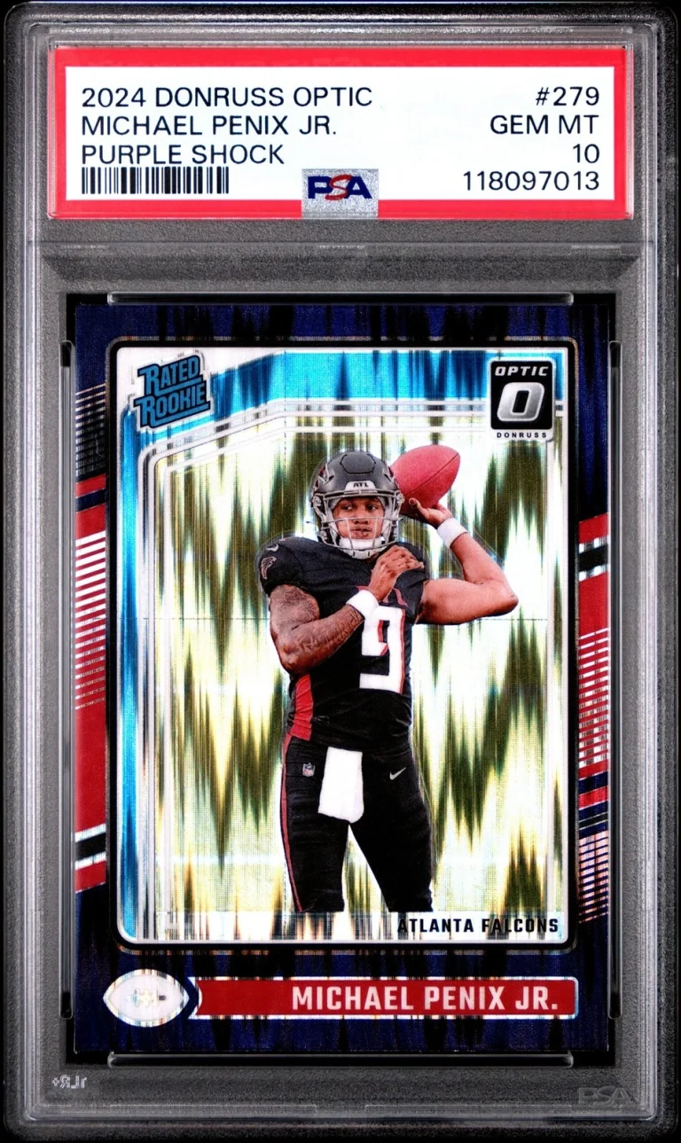 Graded 2024 Donruss Optic Michael Penix Jr #279 Purple RC Card PSA 10