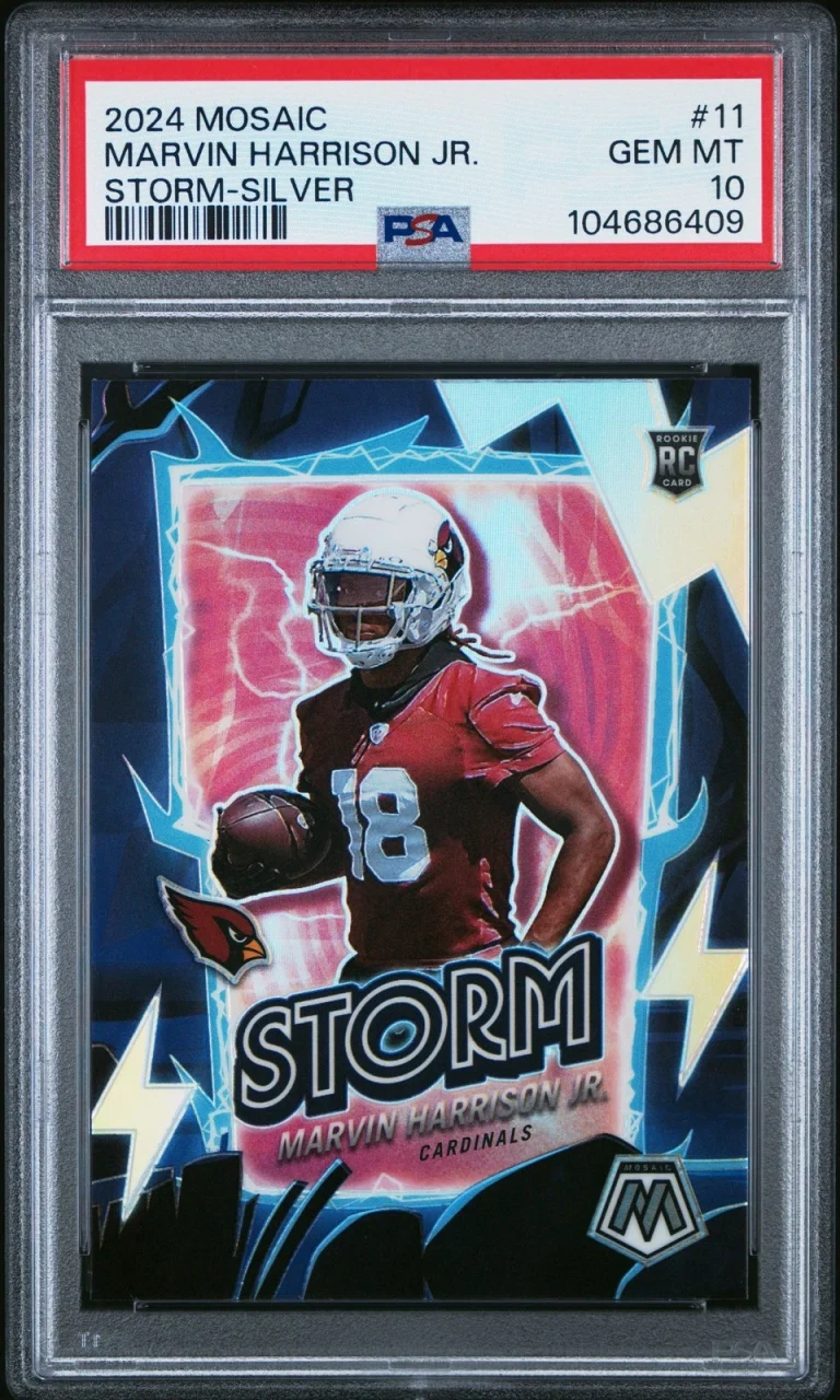 Graded 2024 Mosaic Marvin Harrison Jr #11 Storm Silver RC Card PSA 10