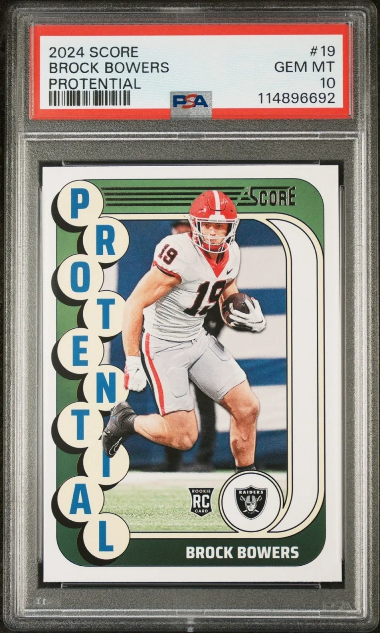 Graded 2024 Panini Score Brock Bowers #19 Protential Rookie Card PSA 10