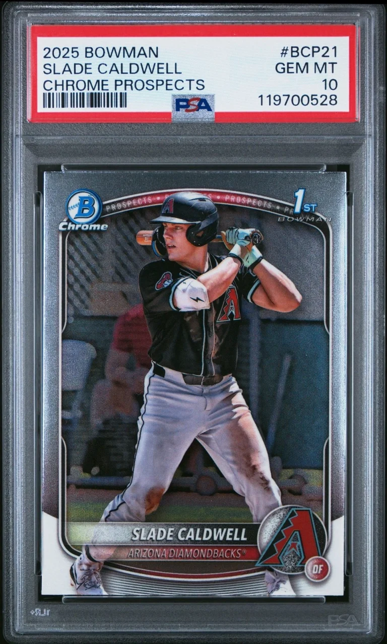 Graded 2025 Bowman Slade Caldwell #BCP21 Chrome Prospect RC Card PSA 10