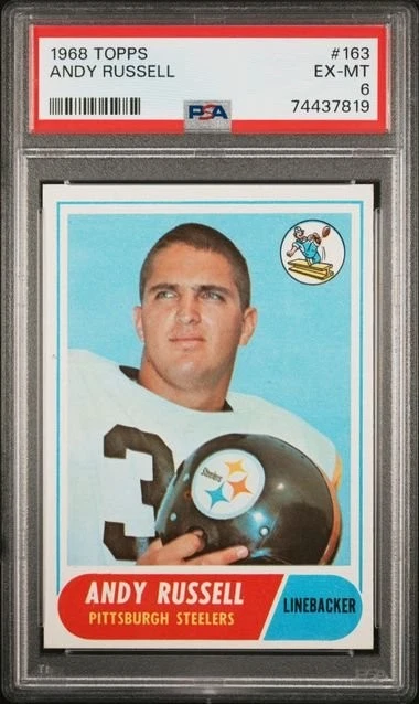 Graded 1968 Topps Andy Russell #163 Rookie RC Football Card PSA 6 EX-MT