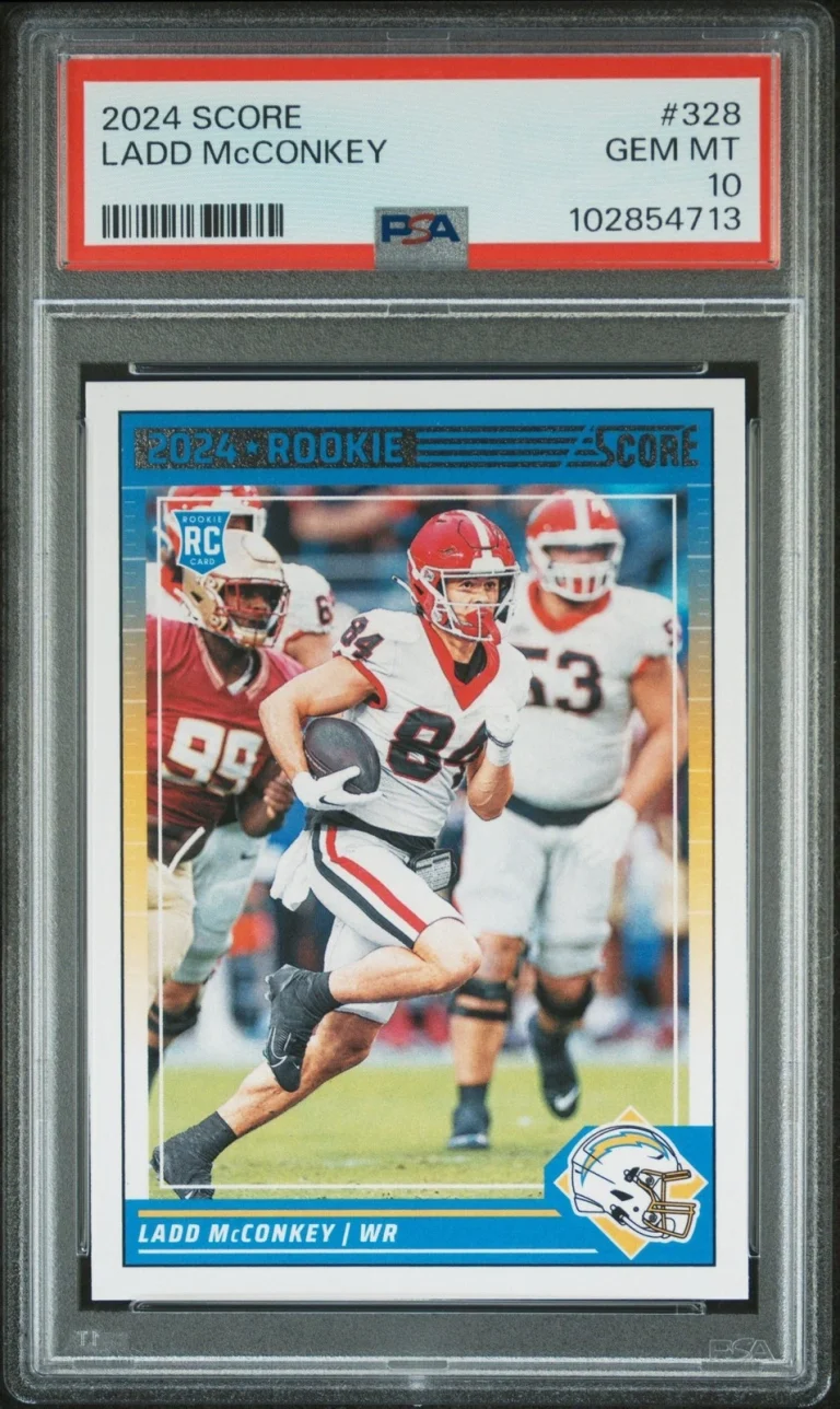 Graded 2024 Panini Score Ladd McConkey #328 Rookie RC Football Card PSA 10