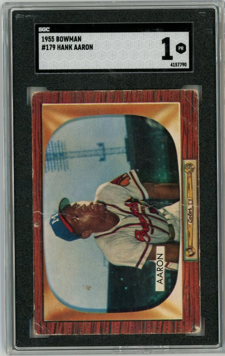Graded 1955 Bowman Hank Aaron #179 2nd Year First Bowman Card SGC 1