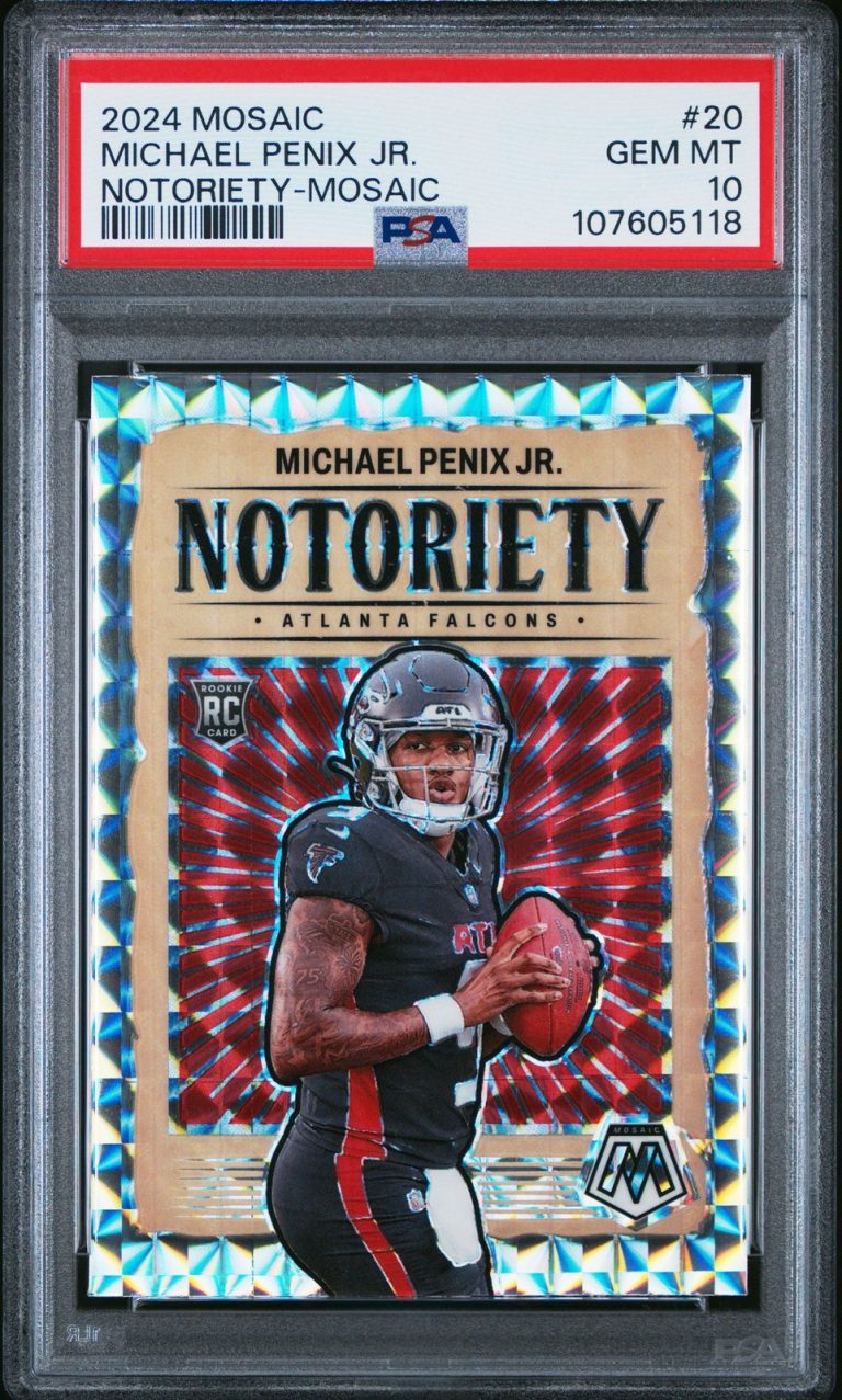 Graded 2024 Mosaic Michael Penix Jr #20 Notoriety Mosaic RC Card PSA 10